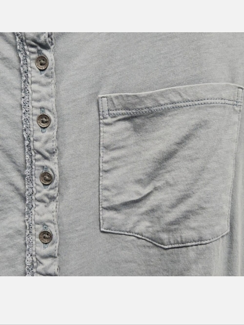 NWOT Eddie Bauer Lace Button Henley Long Sleeve Pocket Shirt Slate Blue Gray XS